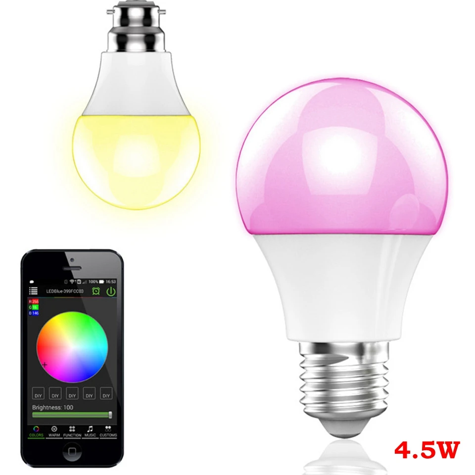 Mi светильник Bluetooth RGBW 4 0 смарт-лампа E27 5 W 8W AC86-265V полный Цвет лампада смартфон