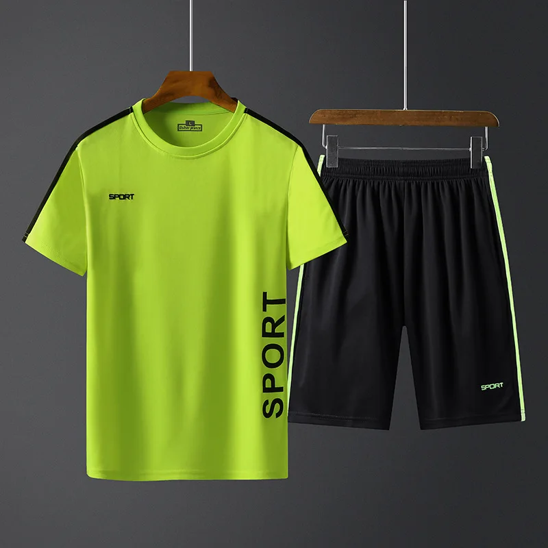 Костюм мужской летний из дышащей футболки с коротким рукавом и шортов | Спорт