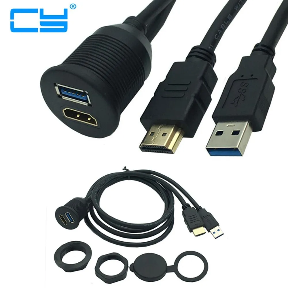 Удлинительное гнездо USB 3 0 и HDMI совместимое с панель приборной панели утопленным