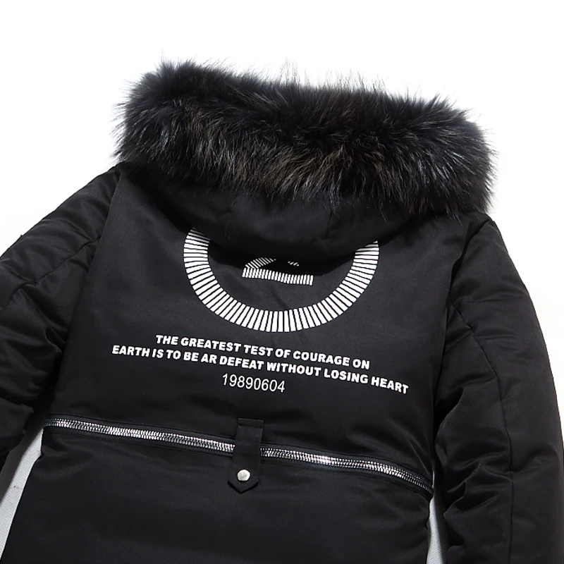 

Winter New 2020 Men Long White Duck Down Jacket Casual Real Fur Collar Thicken Warm Hooded Pattern Red Coat Male Brand Clothing