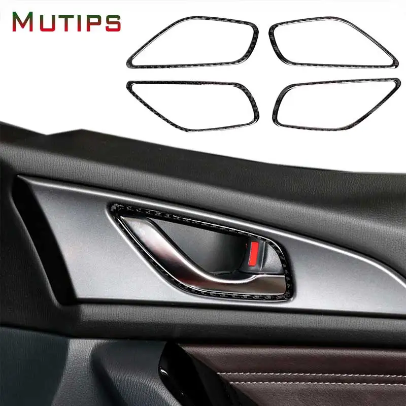 

Mutips Car Inner Door Handle Bowl Panel Frame Inside Trim Carbon Fiber Mouldings For Mazda 3 Axela 2014 2015 2016 2017 2018