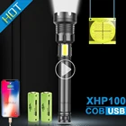 Светодиодный фонарик XHP100, самый мощный фонарик Xhp90, тактический фонарик 18650, Usb, перезаряжаемый фонарик Cree Xhp70.2