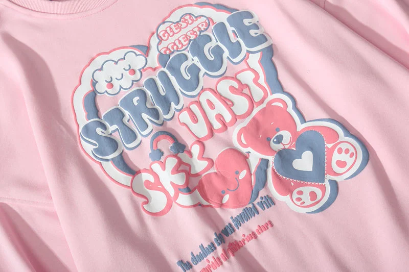 Толстовки с капюшоном в стиле Харадзюку пуловер сердечками свитшоты хип-хоп