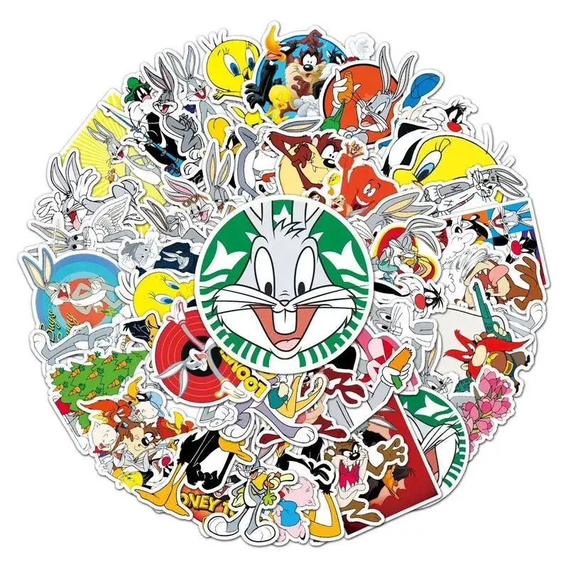 

50Pcs Looney Tunes Bugs Bunny Stickers Anime Cartoon Waterproof Sticker For Kids on Laptop Skateboard Suitcase Stiker DIY Toys