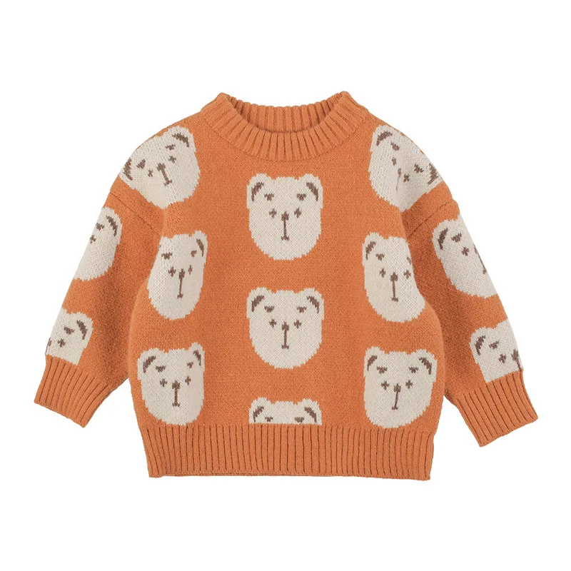 

Boys' 2021 new bear sweater with thickened Pullover for warmth top wear for promotion 10-73