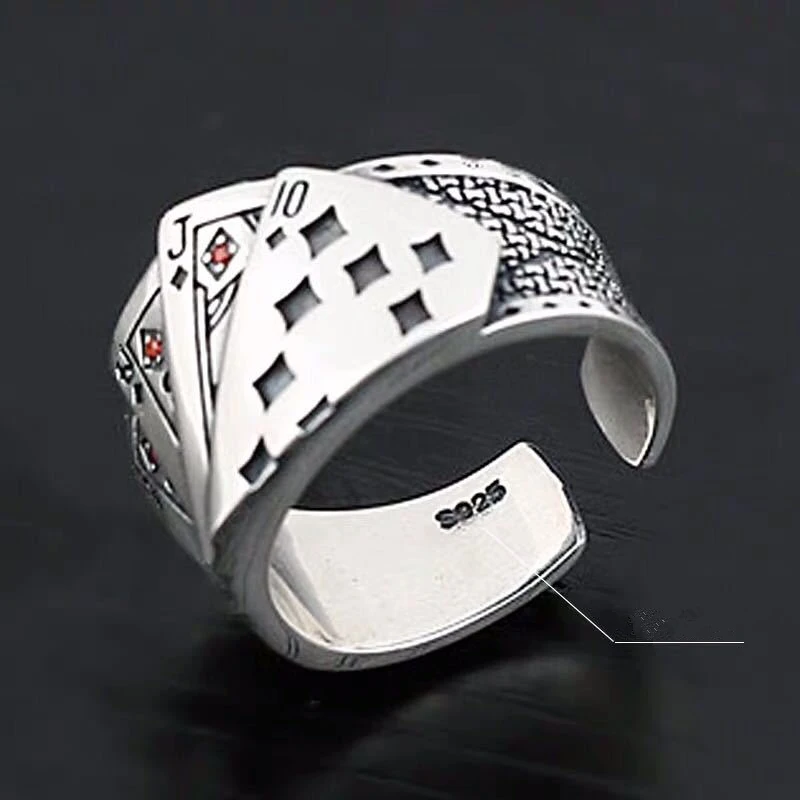 Кольцо BONLAVIE серебряное мужское в стиле ретро с лопатой открывающееся на