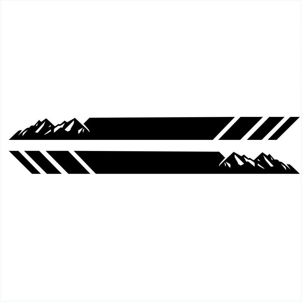 

Replacement Car Sticker Side Stripe Accessory Black Decals Mountains PVC