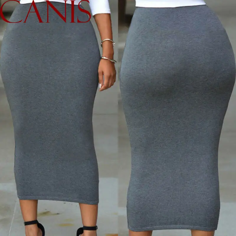 Hirigin Fashion Women Casual Slim High Waist Thin Skirt Long Bodycon Stretchy Solid Midi Pencil Skirts Autumn Female Clothes | Женская