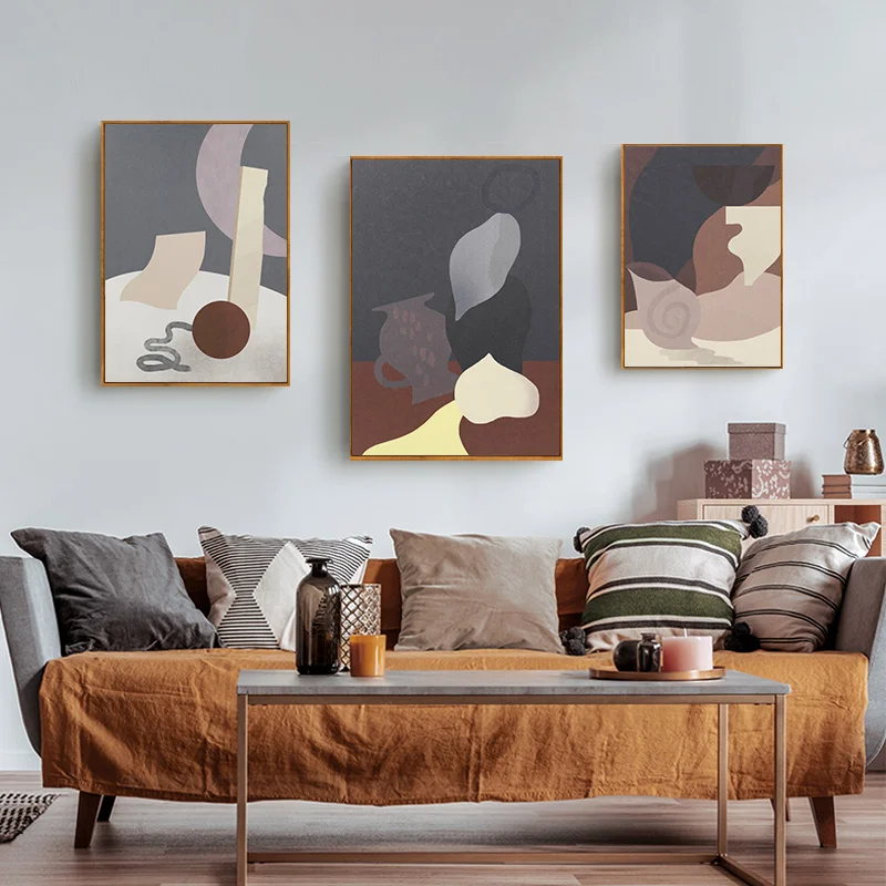 

Simple Nordic Abstract Geometric Morandi Color Hallway Murals Poster Printed Canvas Wall Hanging Picture Decorative Picture