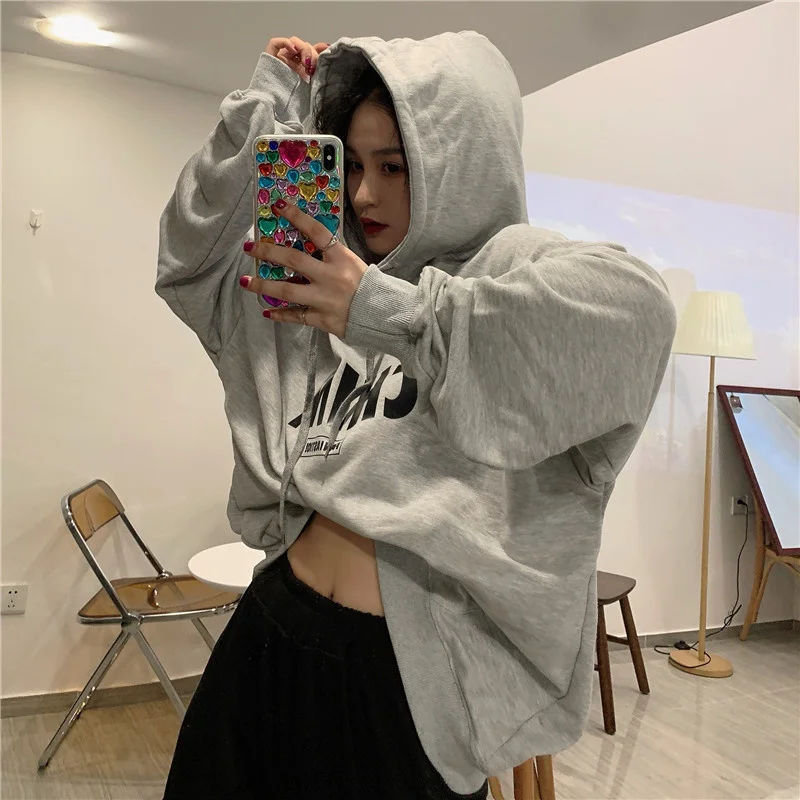 

Korean Style Loose Lazy Couple Hooded Jacket Women Early Spring And Autumn Thin Section 2021 New Wn*