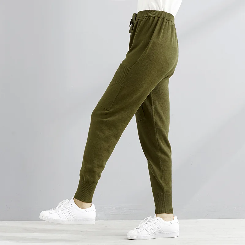 

New Women Casual Harajuku Spring Autumn Big Size Long Trousers Solid Elastic Waist Cotton Linen Pants Ankle Length Pants 823