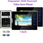 7 дюймов проводной видео домофон Системы с 1080P видео-дверной звонок ИК Сенсор + отпечатков пальцев пароль карта RIFD разблокировки для домашной безопастности
