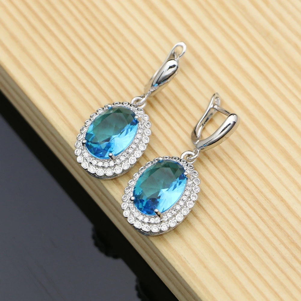 Женские серьги из серебра 925 пробы с натуральным Цирконом|Серьги-подвески| |