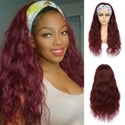Парик из натуральных волос, цвет 99J, Бордово-красный, Длинные бразильские волосы для чернокожих женщин, не Реми IJOY, парик с головной повязкой