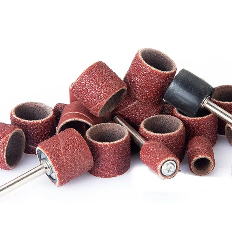 

100pcs 80/120/320/600 Grit Sanding Bands Sleeve Kit + 2pcs Rubber Mandrels US