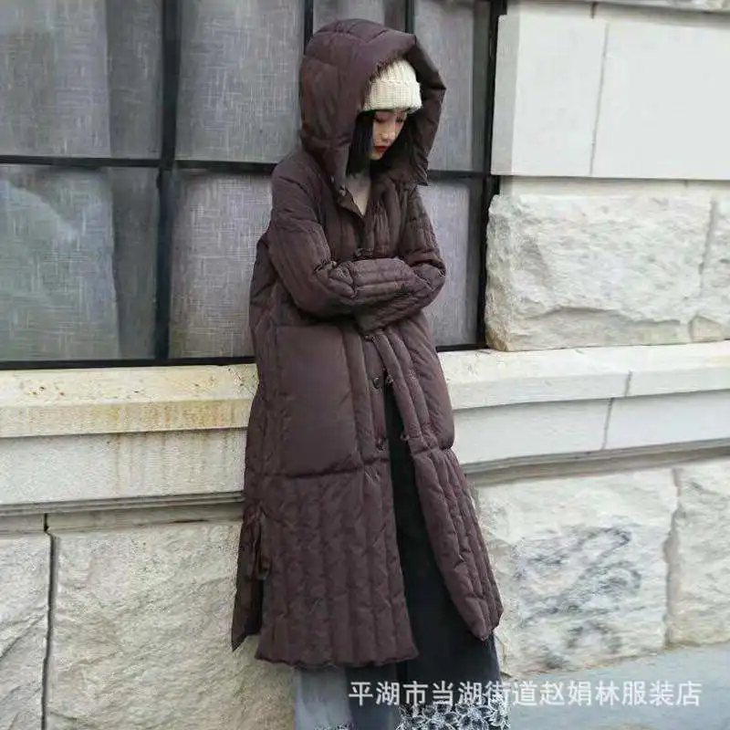 Новинка 2019 стильная женская Свободная художественная длинная пуховая куртка