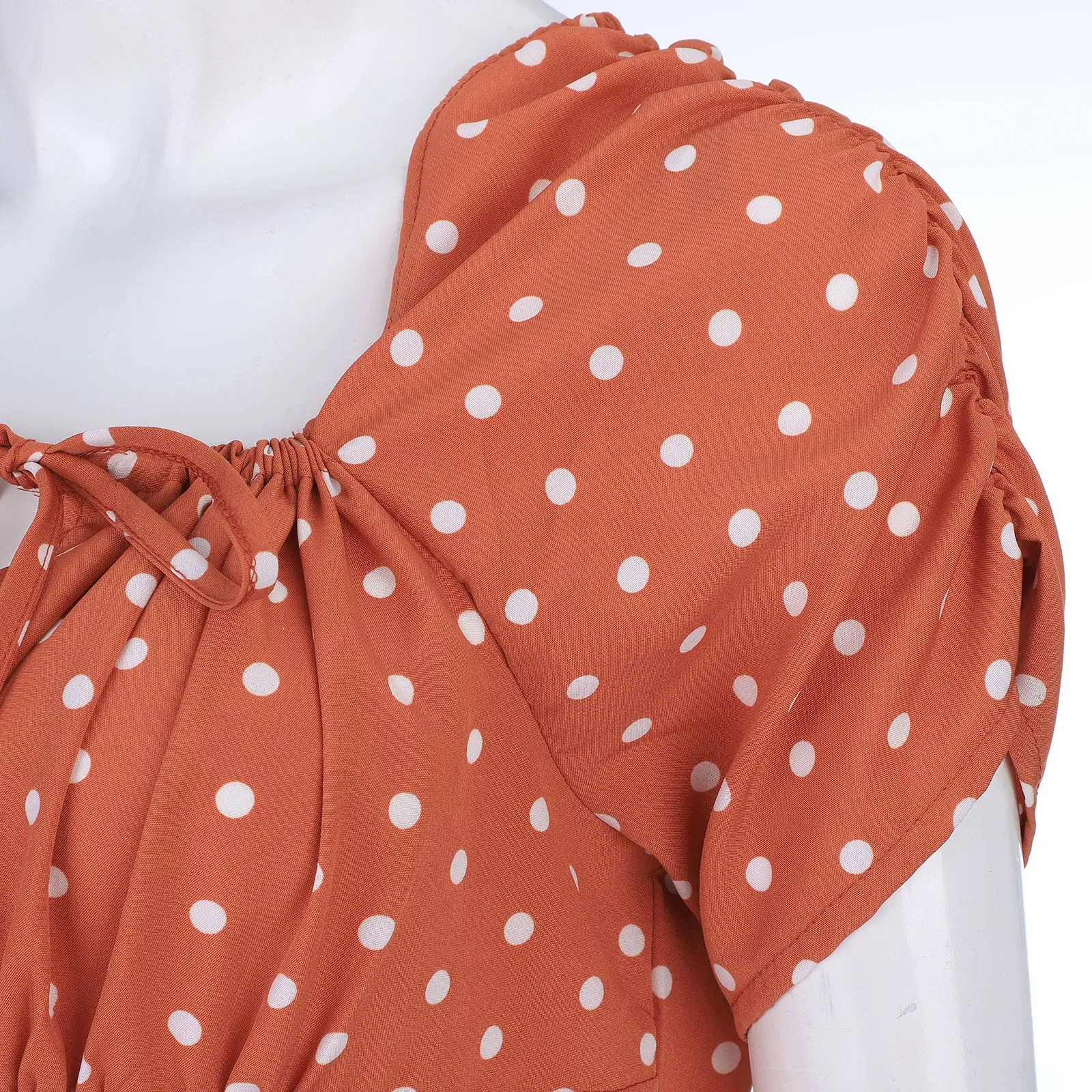 

Women Summer Dress Polka Dot Print Bubble Sleeve Boho Dresses Square Neck Split Buttock Party Mid Dress 2021 Vestidos De Verano