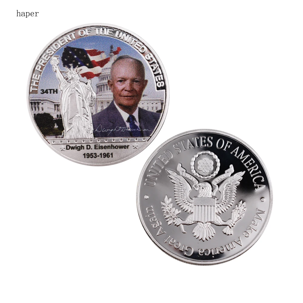 Праздничные сувенирные подарки 999 9 Серебряная монета Dwigh D Eisenhower US 34th President