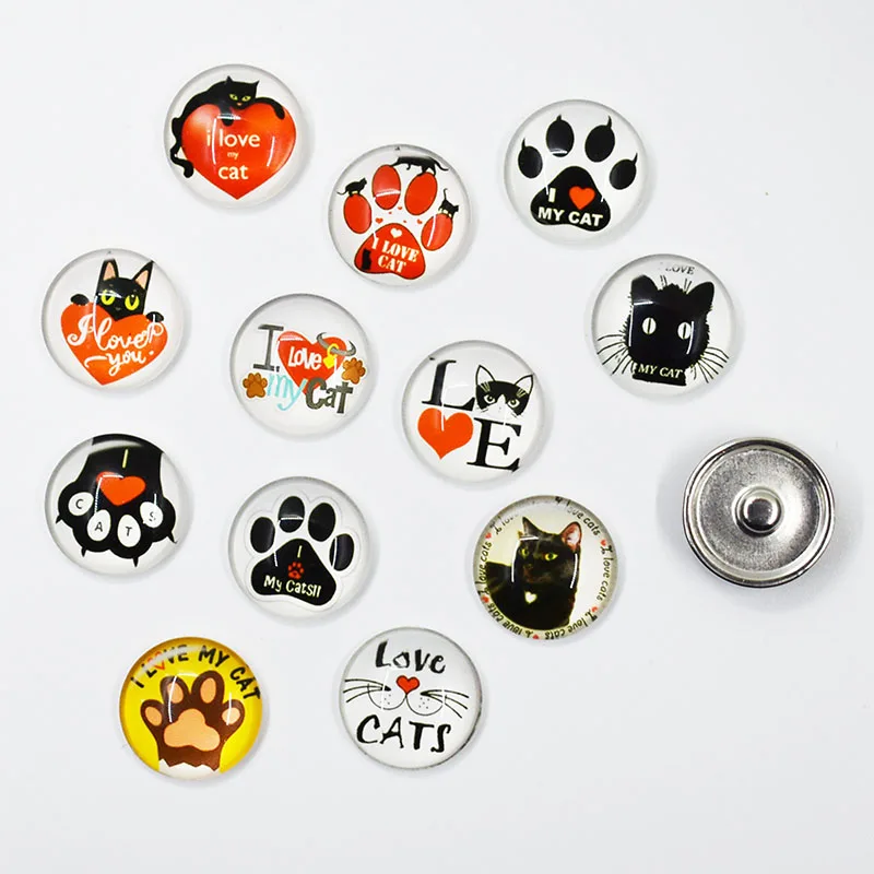 50 шт смешанные цвета имбирное стекло кнопки ювелирные изделия с надписью I Love Cats