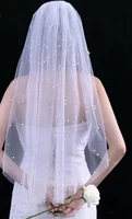 75cm long white bridal pearl veil ivory soft yarn wedding accessories comb