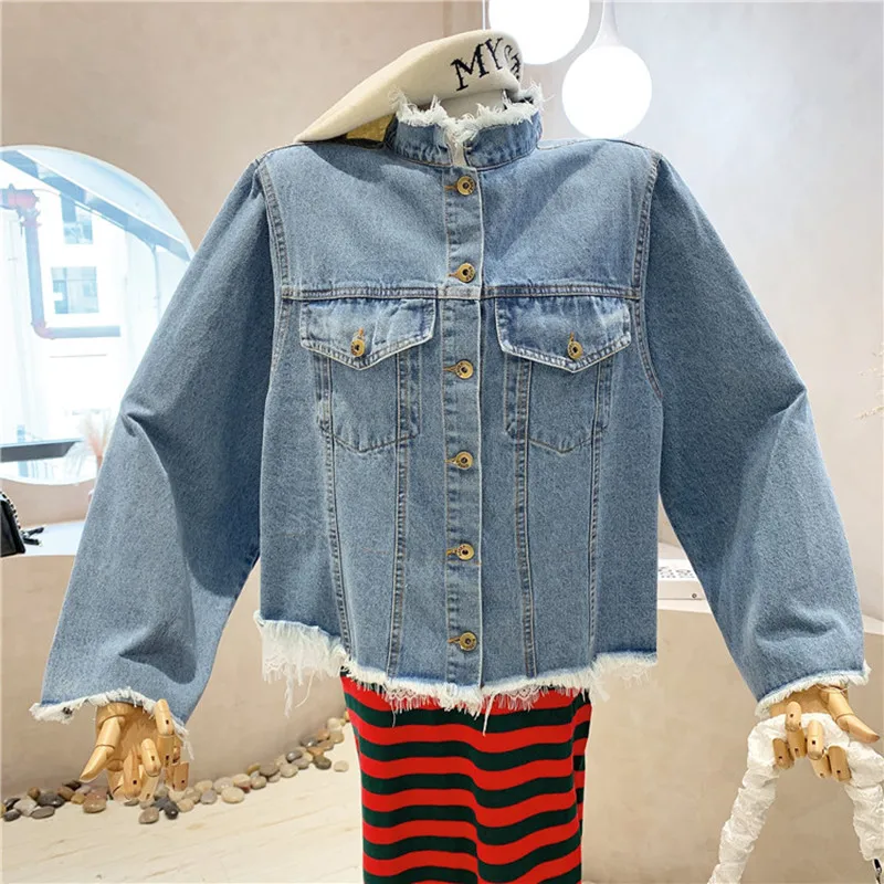 

New Women's Clothing 2021 Autumn Loose and versatile Vintage Jacket Top Denim Coat