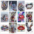 Горячая Распродажа зубы губы граффити 5D DIY алмазная живопись Вышивка мозаика Набор для вышивания крестиком поцелуй Плакаты домашний декор