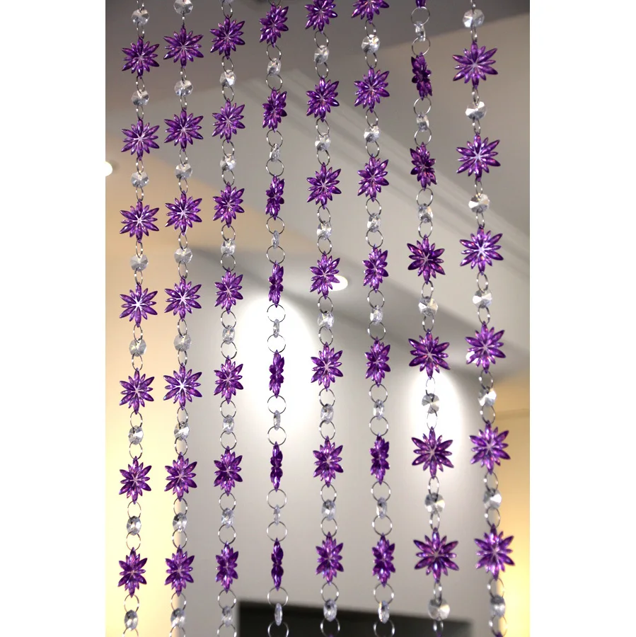 Декоративные шторы с бусинами фиолетовые акриловые цветами для дома свадебных