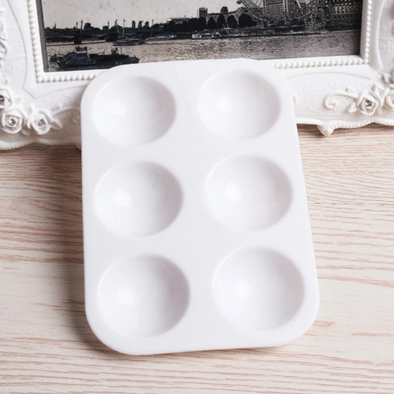 

12Pcs Paint Palettes White 6 Well Rectangular Watercolor Palette Painting Tray
