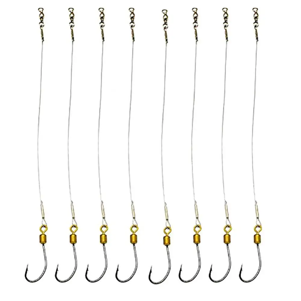 

5Pcs Anti-Bite Stainless Steel Wire Leader Fishing Rigs Hooks Line Tackle Tool