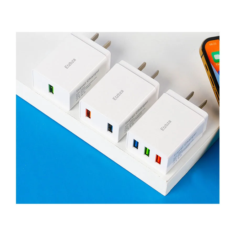 

Etzbza Power adapters American plug to USB Three USB ports on white Travel home essentials 1PCS