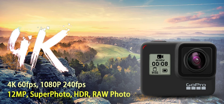 GoPro HERO 7 черная Водонепроницаемая Экшн-камера с сенсорным экраном Спортивная камера Go Pro HERO 7 12 МП стабилизация прямых потоковых фотографий