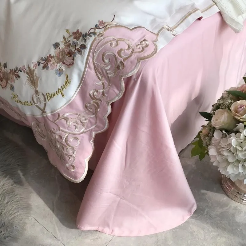 

4/7Pcs Chic Embroidery Duvet Cover Set Queen King size Luxury Egyptian Cotton Bedding Set Comforter Cover Bed Sheet Pillowcases