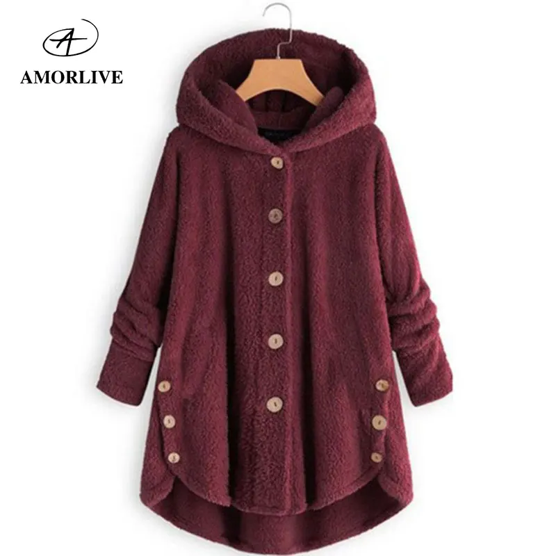 

AMOR LIVE 2019 winter new fashion women's coat plush thick Solid color female coat 2019 new arrivals hot selling jacket