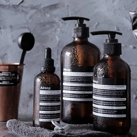 brown glass storage bottle 250ml 500ml home bathroom shampoo soap dispenser nordic 100ml essential oil empty dropper bottle