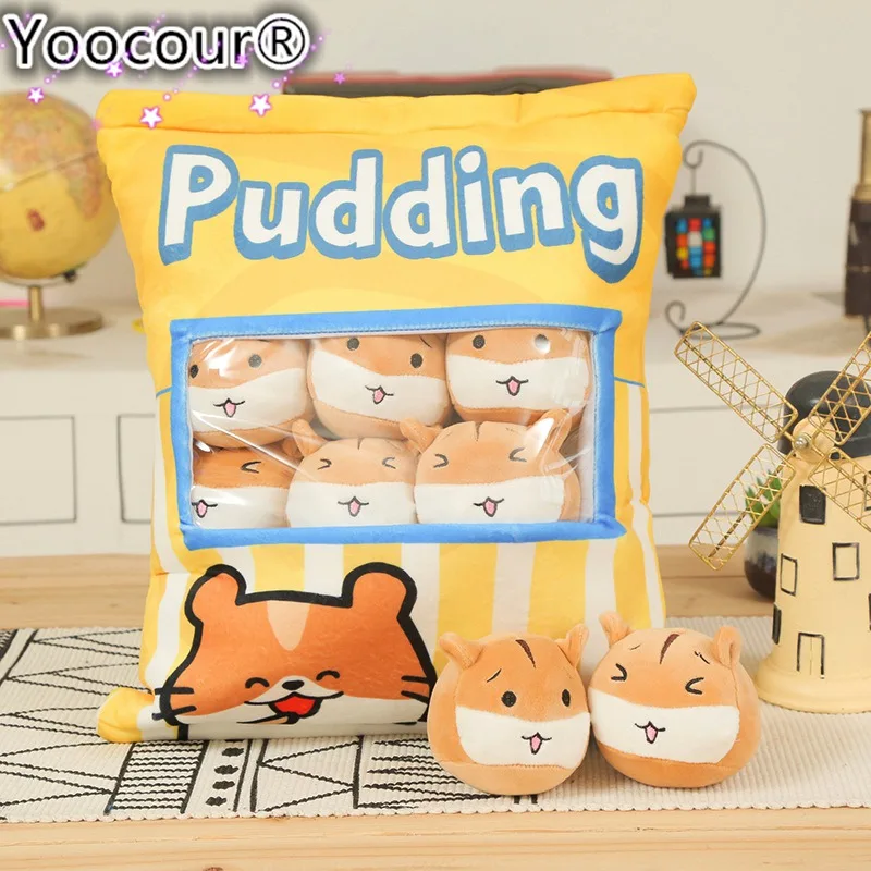 Сумка из 8 шт. Kawaii пудинг хомяк плюшевые шарики мешок закуски игрушка мягкий мультфильм животных мягкая кукла диван подушка девушка дети подарок