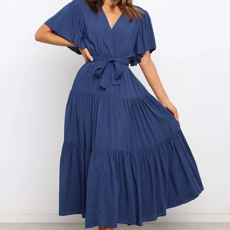 

Spring/Summer 2021 Casual Dress Women's Short-sleeved Dress Long Skirt Mosaic Big Swing Skirt Sexy Plus Size Tweed Dress