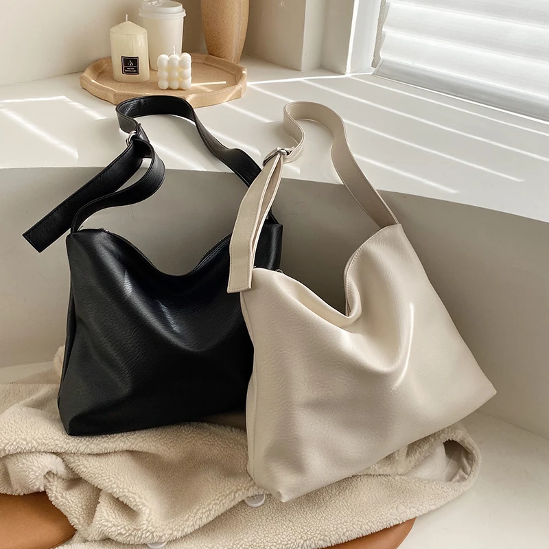 

2020 New Women's Bag Solid Color Pu Shoulder Messenger Bag Fashion Casual Women Bag Shopping Bag Ladies Bag Big Bag