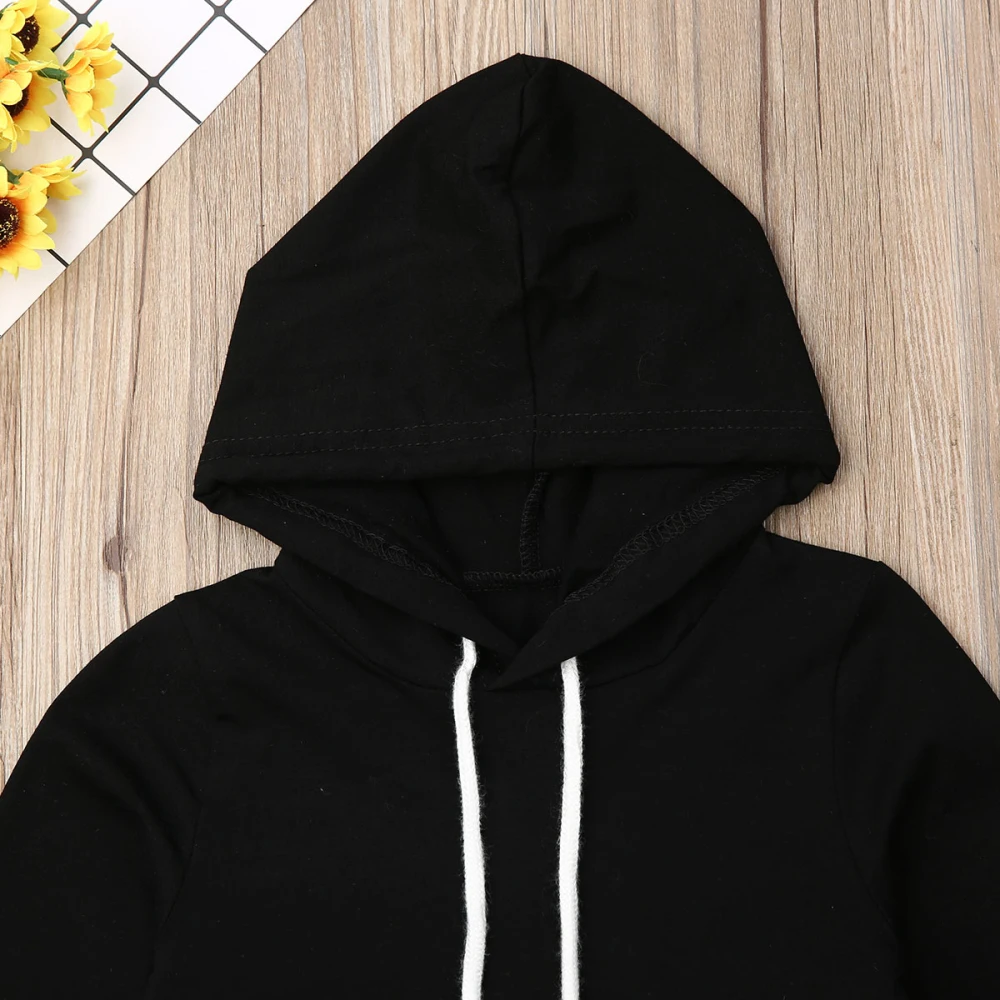 Новый Дети для маленьких девочек Детская осенняя одежда с капюшоном топ