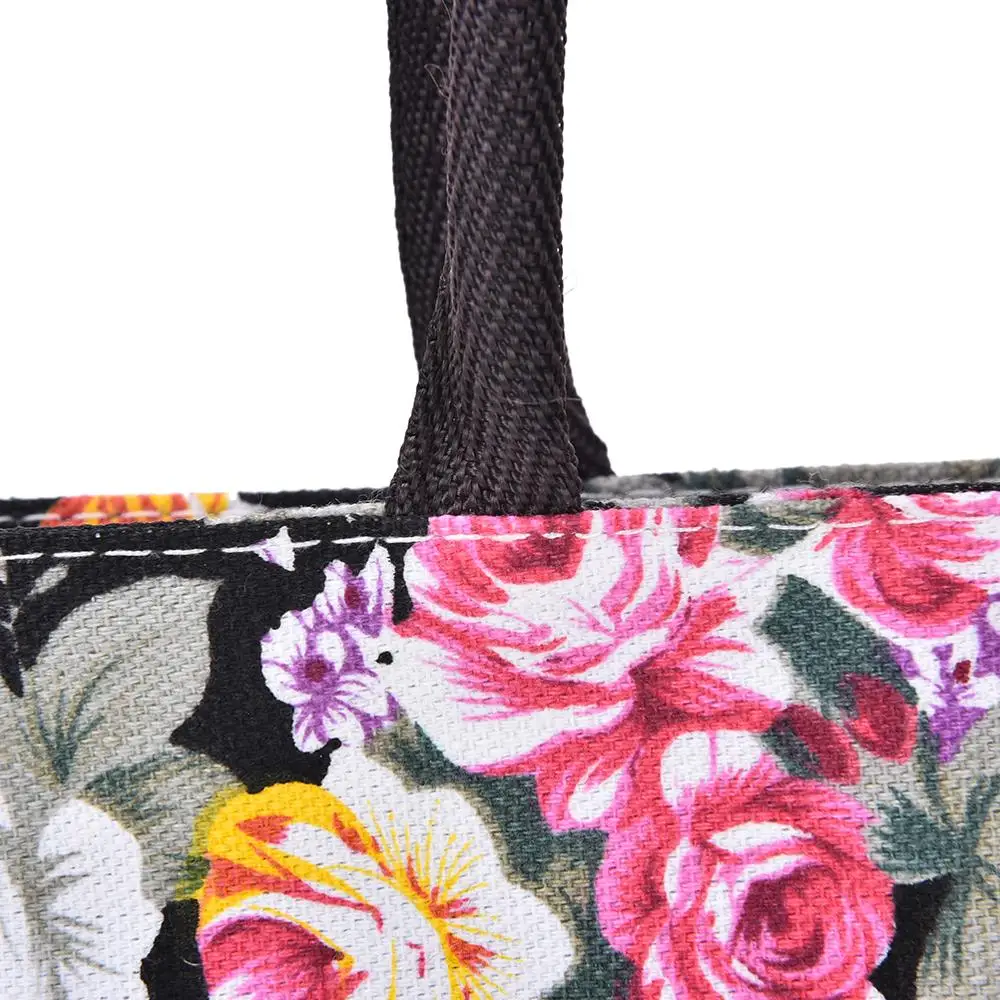 1 шт. Женская Холщовая Сумка-тоут с цветочным принтом | Багаж и сумки