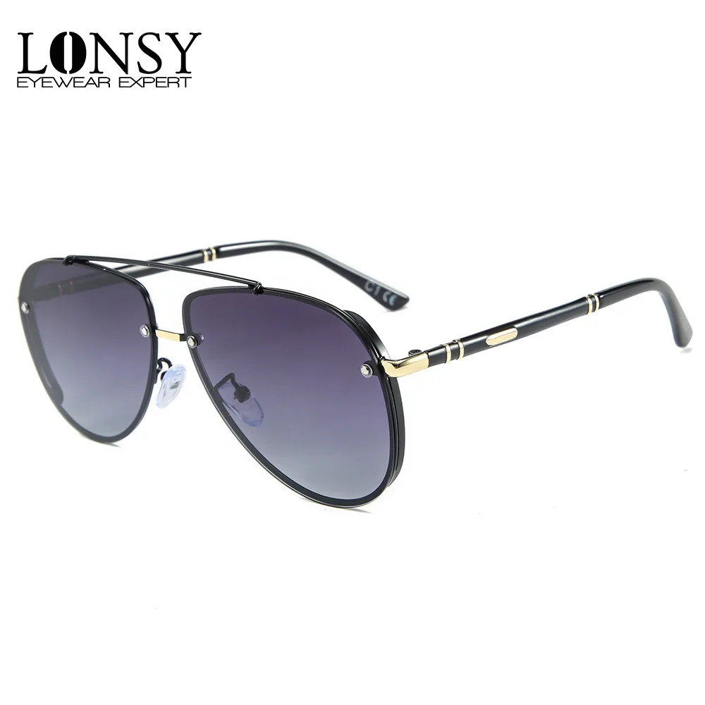 

LONSY 2021 New Brand Design UV400 Polarized Sunglasses Men Fashion Classic Vintage Pilot Sun Glasses For Male Oculos De Sol