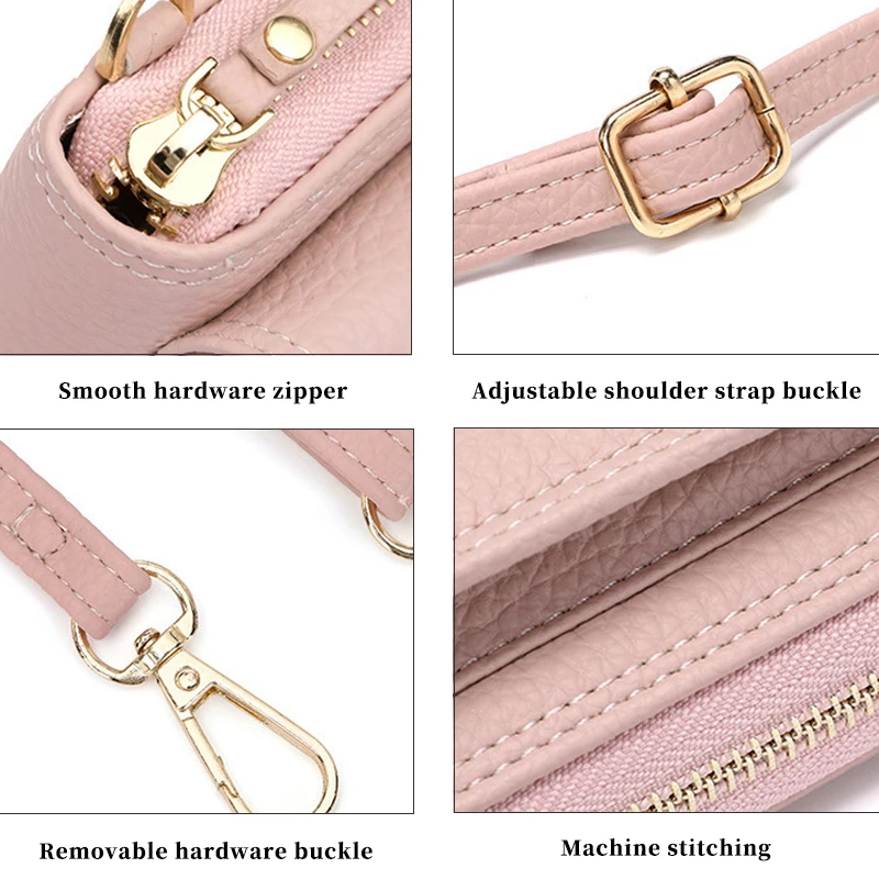 Multifunction Fashon Candy Color Cell Phone Bag Christmas Gift Free Engraving Large Capacity PU Leather Shoulder Bag Women Hasp