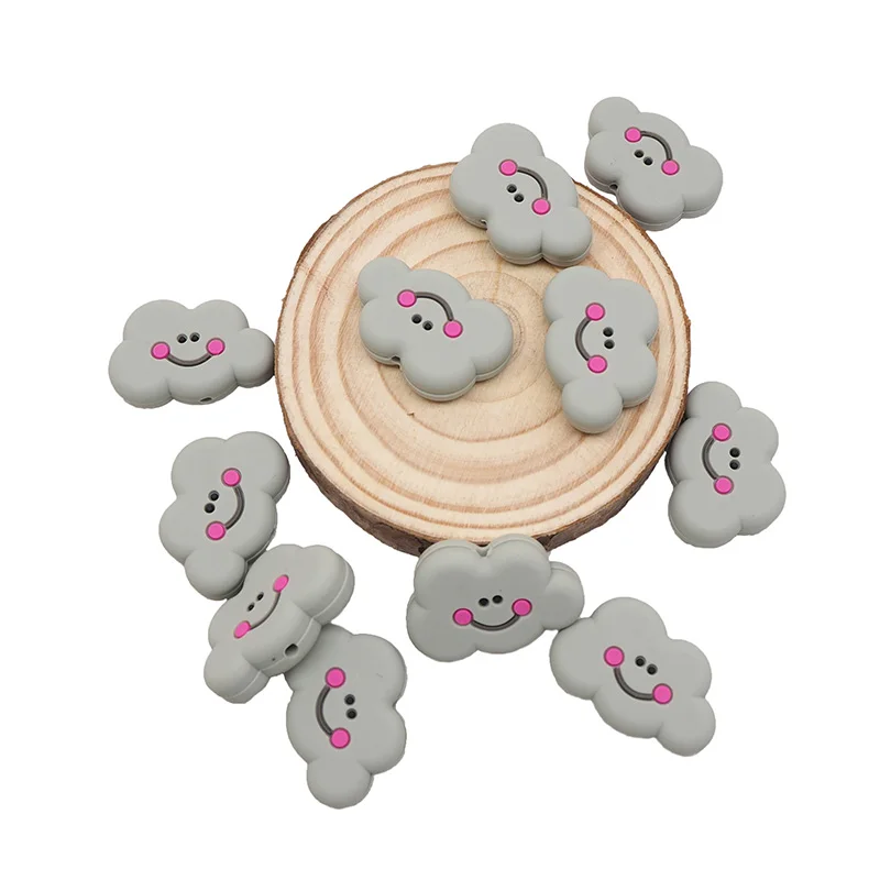 Chenkai-Cuentas de dentici&oacute;n de silicona para beb&eacute;, Mini nube sin BPA, mordedor de beb&eacute; para roedores, joyer&iacute;a de grado alimenticio, collar, regalo, 5 piezas-0