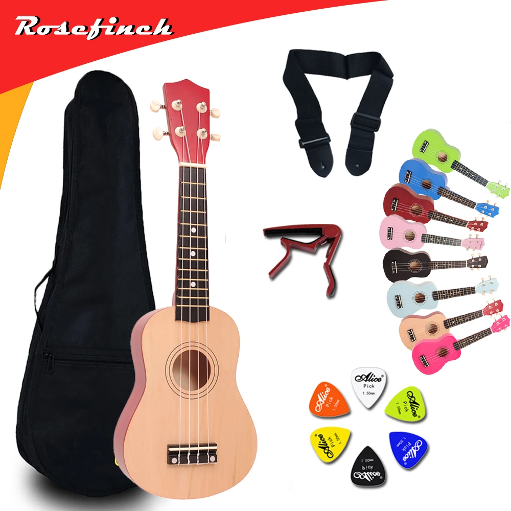 

21 Inch Ukulele Hawaii Guitar Mini Guitar Ukelele Sets Bag Capo Strap Picks Kit Music for Kids Gift 14 color UK001A