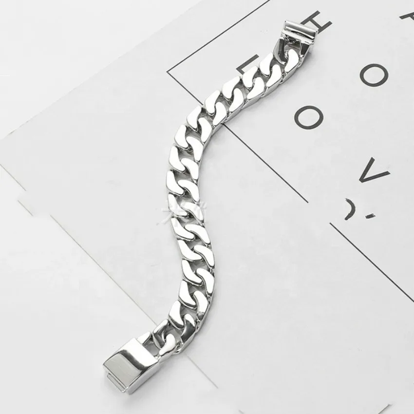 Мужской плоский браслет из нержавеющей стали в стиле хип хоп|Цепочки и браслеты| |