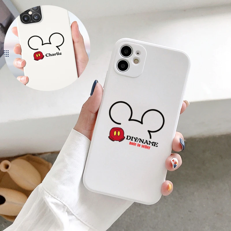 

Custom Letters Name Cartoon mouse Phone Case For iphone SE 2020 7 8 Plus X XS XR XS Max 11 Pro 12 Mini MAX Liquid silicone Case