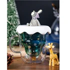 Кружка с изображением рождественской звезды желаний, креативная термостойкая Стеклянная Двойная прозрачная кружка для офиса, кофе, пива, милого медведя, молока, праздничный подарок, 2021