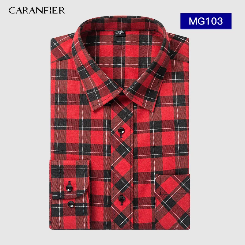 103 CARANFIER, Мужская одежда, клетчатая рубашка, мужская, весна, осень, длинный рукав, твил, формальная, деловая, мужская, светская, полосатая рубашка - Цвет: 103