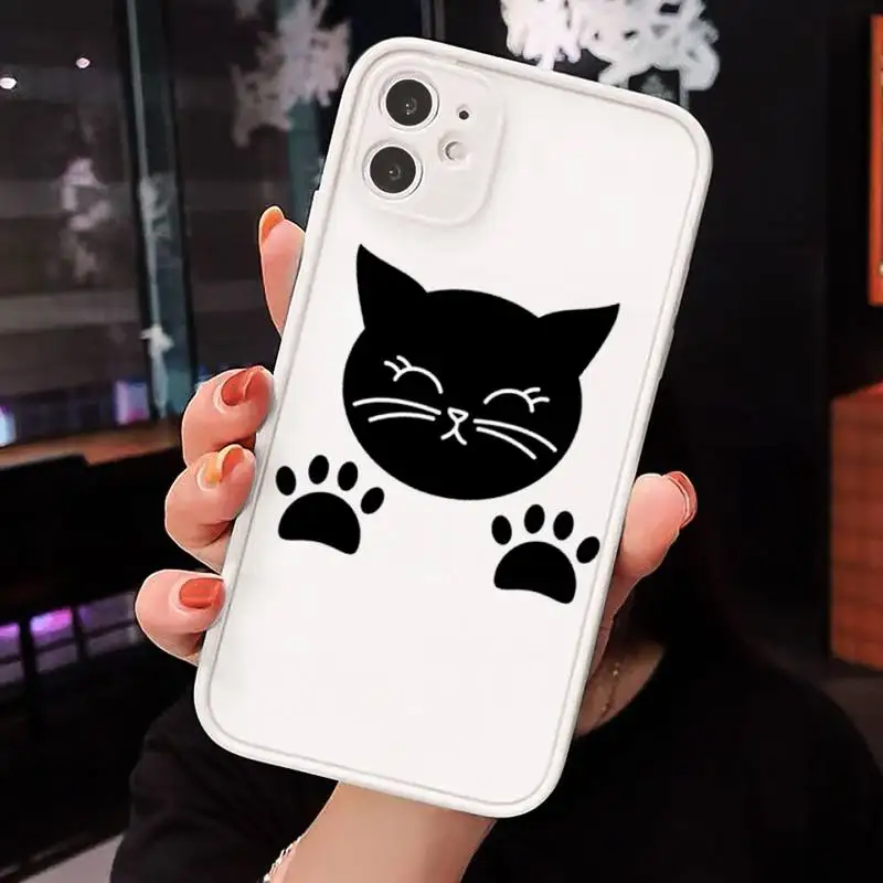 

Cute cat scratching Phone Cases Matte For iPhone 12 Mini 11 Pro XR XS Max 7 8 Plus X Hard PC Back Cover