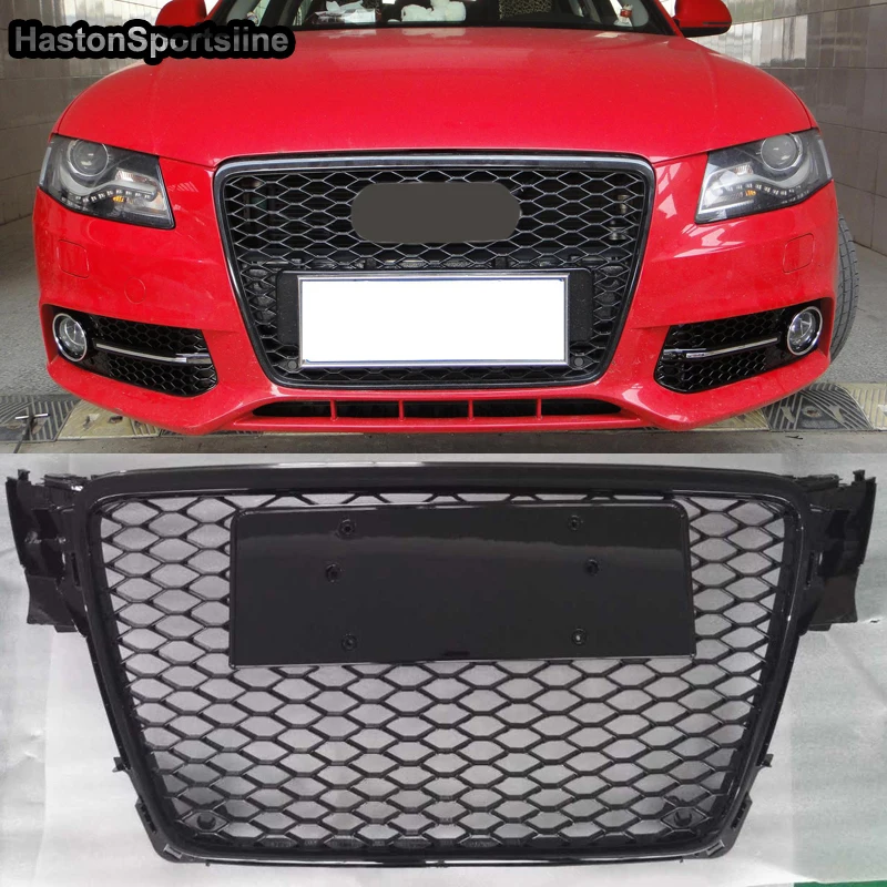 

Передняя Спортивная сотовая бленда для RS4, глянцевая черная бленда для Audi A4 S4 Sline 2008-2012, аксессуары для автостайлинга