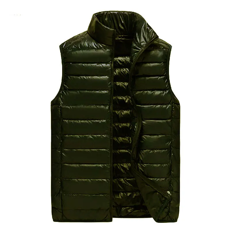 Пуховый жилет Зимний Легкий мужской пуховик сплошной цвет простой Универсальный